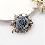Brooch Factory - Fabric Rose Artificial Pearl Flower Brooch