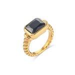 Women's Ring Factory - Gold Plated Emerald Square Twist Rope
