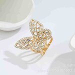 Ring Factory - Hollow Butterfly Crystal Zircon Adjustable Ring