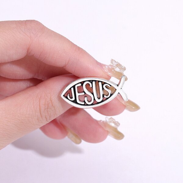 Metal Badge Factory - Hollowed Out Small Fish Jesus Christ Pin