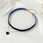Choker Factory - Korean Black Velvet Heart-shaped Collar Chain