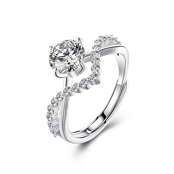 Couple Rings Factory - High-Grade Diamond Open Adjustable Set