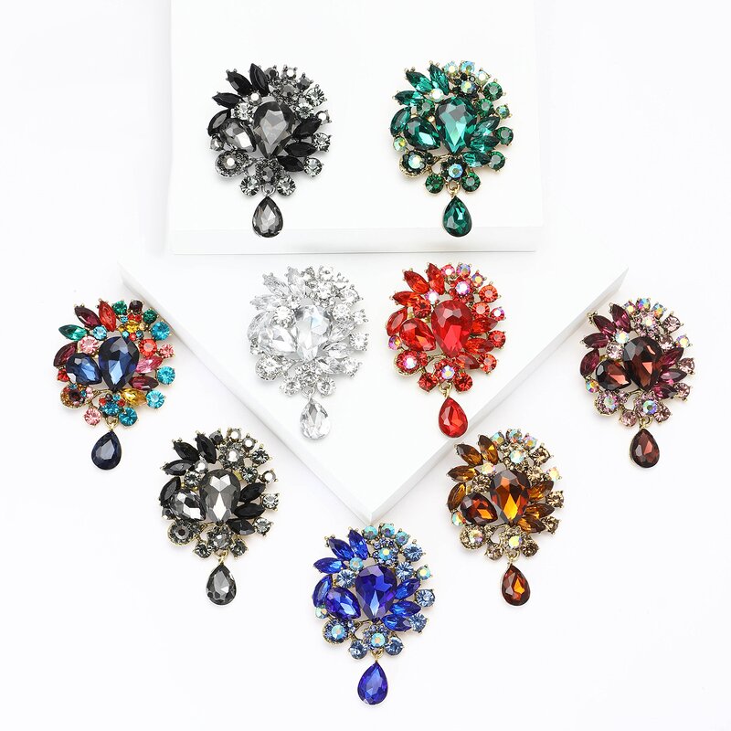 Brooch Factory - Vintage Wedding Bride Blue Crystal Teardrop