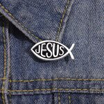 Metal Badge Factory - Hollowed Out Small Fish Jesus Christ Pin