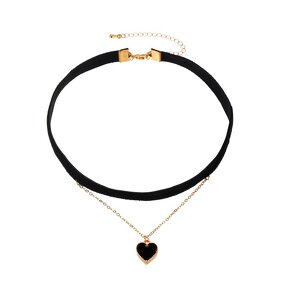 Choker Factory - Korean Black Velvet Heart-shaped Collar Chain