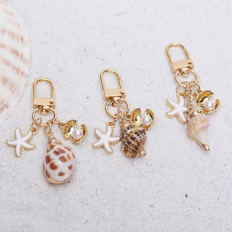 Keychain Factory - Natural Shell Conch Pearl Bag Pendant