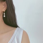 Pearl Earrings Factory - Gold Knot Freshwater Baroque Drop