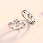 Couple Rings Factory - High-Grade Diamond Open Adjustable Set