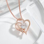 Necklace Factory - Zircon Inlaid Heart-shaped Elegant Necklace