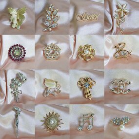 Brooch Pins Factory - All-Match Gem Tassel Chain Alloy Brooch