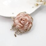 Brooch Factory - Fabric Rose Artificial Pearl Flower Brooch