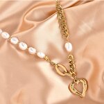 Necklace Factory - Non Tarnish Stainless Steel Pearl Heart Pendant