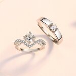 Couple Rings Factory - High-Grade Diamond Open Adjustable Set