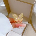 Butterfly Ring Factory - Women Brass Shiny 18k Gold Adjustable