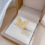 Butterfly Ring Factory - Women Brass Shiny 18k Gold Adjustable