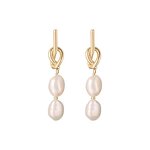 Pearl Earrings Factory - Gold Knot Freshwater Baroque Drop