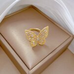 Butterfly Ring Factory - Women Brass Shiny 18k Gold Adjustable