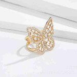 Ring Factory - Hollow Butterfly Crystal Zircon Adjustable Ring