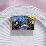 Brooch Factory - Van Gogh Oil Painting Castle Starry Sky Brooch