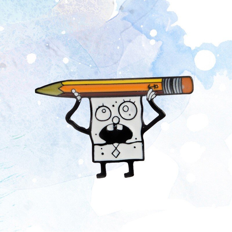 Metal Badge Factory - Creative Holding Pencil Cartoon Alloy Pin