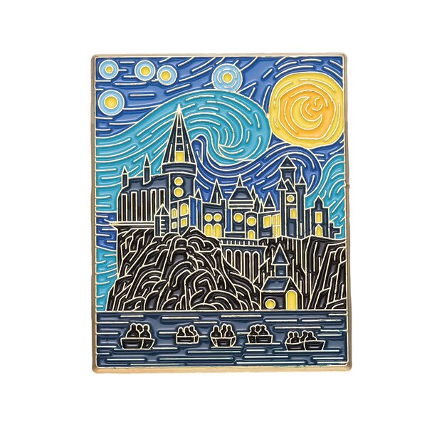 Brooch Factory - Van Gogh Oil Painting Castle Starry Sky Brooch