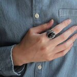 Men's Ring Factory - Red Agate Virgin Mary Open Temperament