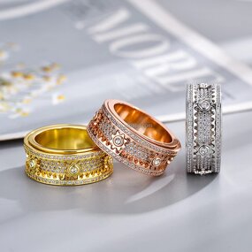 Gear Ring Factory - Rotatable Zircon Copper Anxiety Jewelry