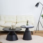 Side Table Factory - Black Faux Marble End Table