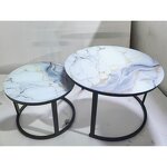 Coffee Table Set Factory - Round Glass Iron Art Set