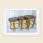 Coffee Table Set Manufacturer - Round Glass Marble Set