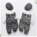 Baby Boy Clothes Set Factory - Gentleman Suit Plaid Romper Set