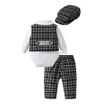 Baby Boy Clothes Set Factory - Gentleman Suit Plaid Romper Set