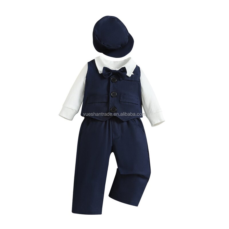 Baby Suit Factory - Formal Gentleman Vest Overalls 4-piece Set