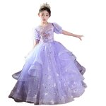 Princess Dress Factory - Purple Satin Evening Party Gown for Kids