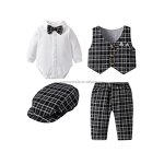 Baby Boy Clothes Set Factory - Gentleman Suit Plaid Romper Set