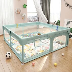Baby Playpen Factory - Large Foldable Playard with Slide Swing