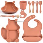 Baby Dining Set Factory - Silicone Bib Bowl Plate Fork Spoon Set