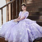 Princess Dress Factory - Purple Satin Evening Party Gown for Kids