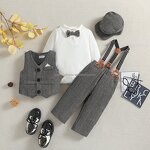 Baby Suit Factory - Formal Gentleman Vest Overalls 4-piece Set