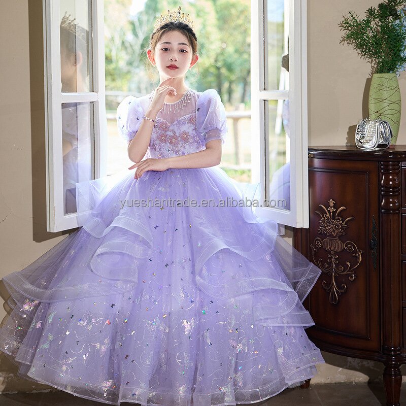 Princess Dress Factory - Purple Satin Evening Party Gown for Kids