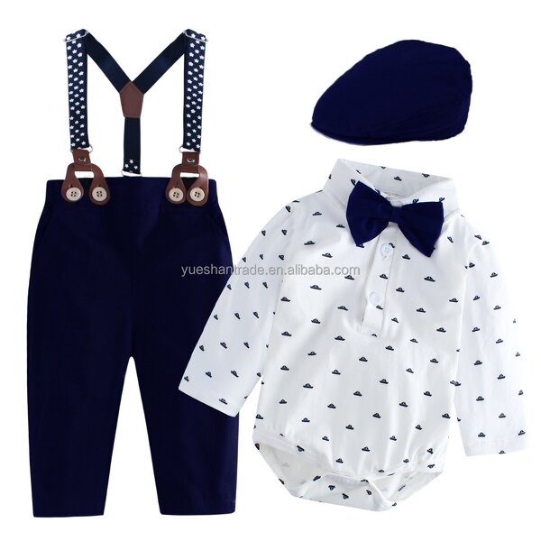 Baby Boy Clothes Set Factory - Custom Logo Bowtie Romper Formal Suit