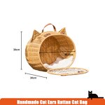 Cat Carrier Bag Factory - Lovely Cat Ear Style Rattan Travel Bag