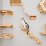 Cat Shelf Factory - 2025 New Solid Wood Wall Mounted Ladder