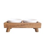 Cat Dog Feeder Factory - Elevated Wooden Double Bowl with Stand