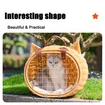 Cat Carrier Bag Factory - Lovely Cat Ear Style Rattan Travel Bag