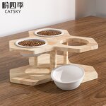 Pet Bowl Factory - Solid Wood Elevated Double Bowl Dining Table