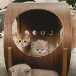 Pet Bed Factory - Designed Wood Oak Warm Cozy Cat Dog Bed