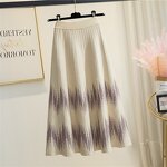 Skirt Factory - Women High Waist Wave Big Hip Knit Half Skirt