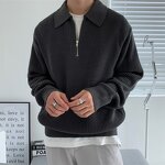 Sweater Factory - Men's Winter Loose Semi-Zipper Retro Knit