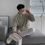 Sweater Factory - Men's Winter Loose Semi-Zipper Retro Knit